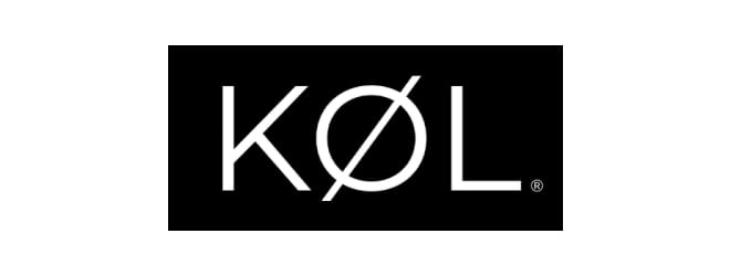 Black rectangle with the word "KØL" in white, stylized with a diagonal line through the letter "Ø." The background is solid black, and the text is centered and in a sans-serif font, similar to those used in fiber cement signage.